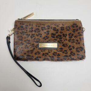 Smith & Canova Cheetah Printed Leather Fur Hide Wristlet